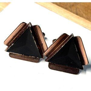 Vintage Copper & Black Geometric Cufflinks